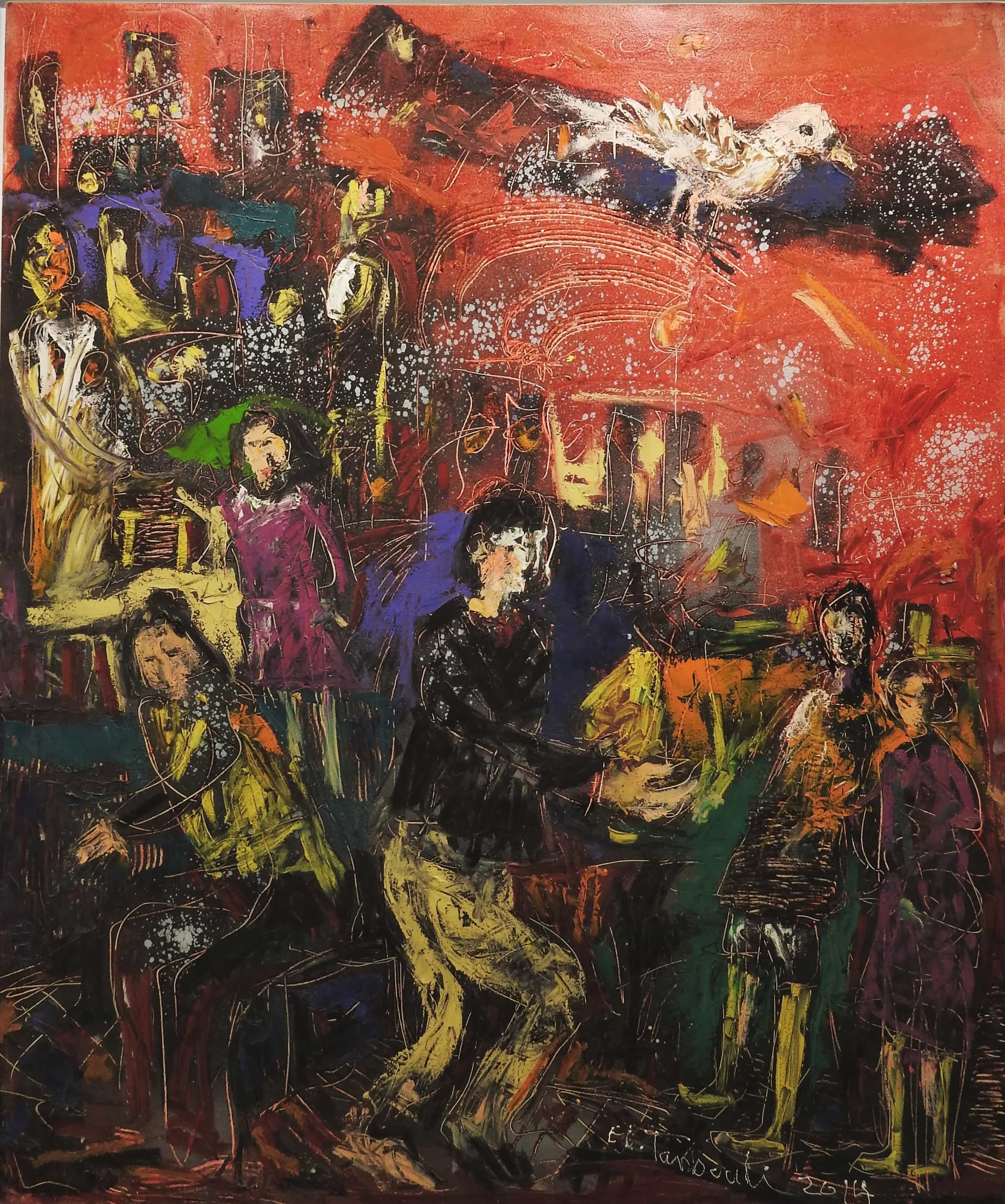 El Tanbouli, Untitled, Oil on Canvas, 2014 (painted after his visit to France)