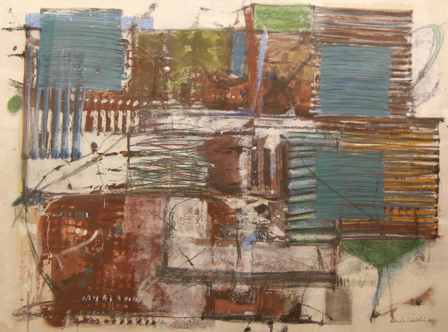 Ghada Dahdaleh - 55 * 74 - Mixed Media / monoprint on paper (phase 3)